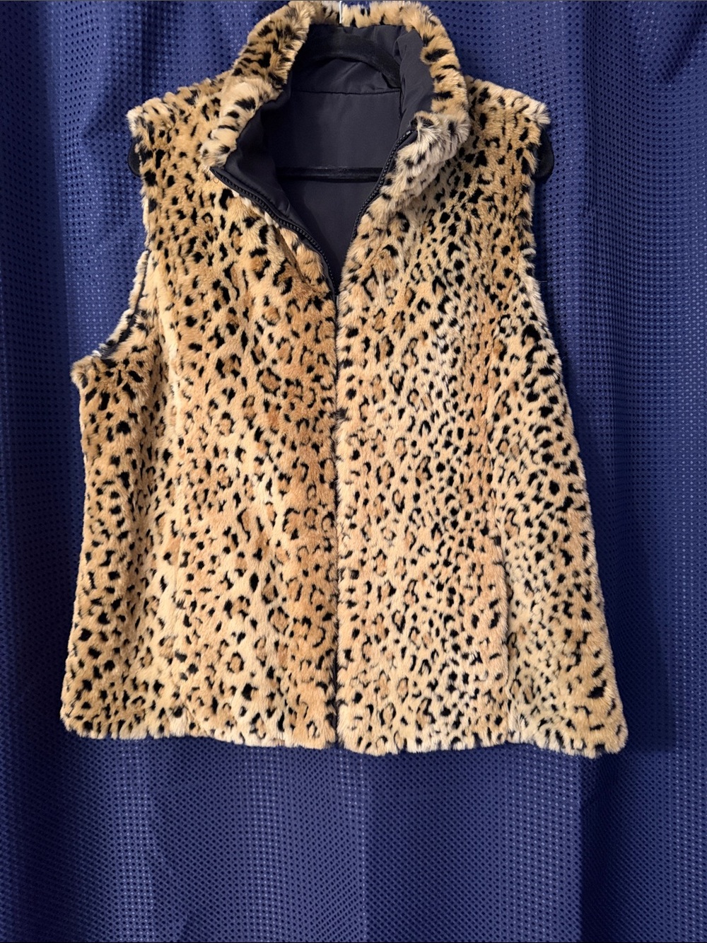 Kristen Blake Faux Fur Leopard Print Vest in Tan and Black